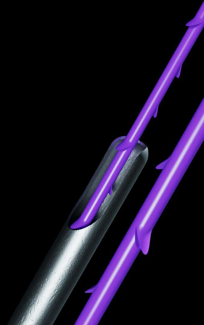 i-Thread Reverse — render 3D fio espiculado bidirecional